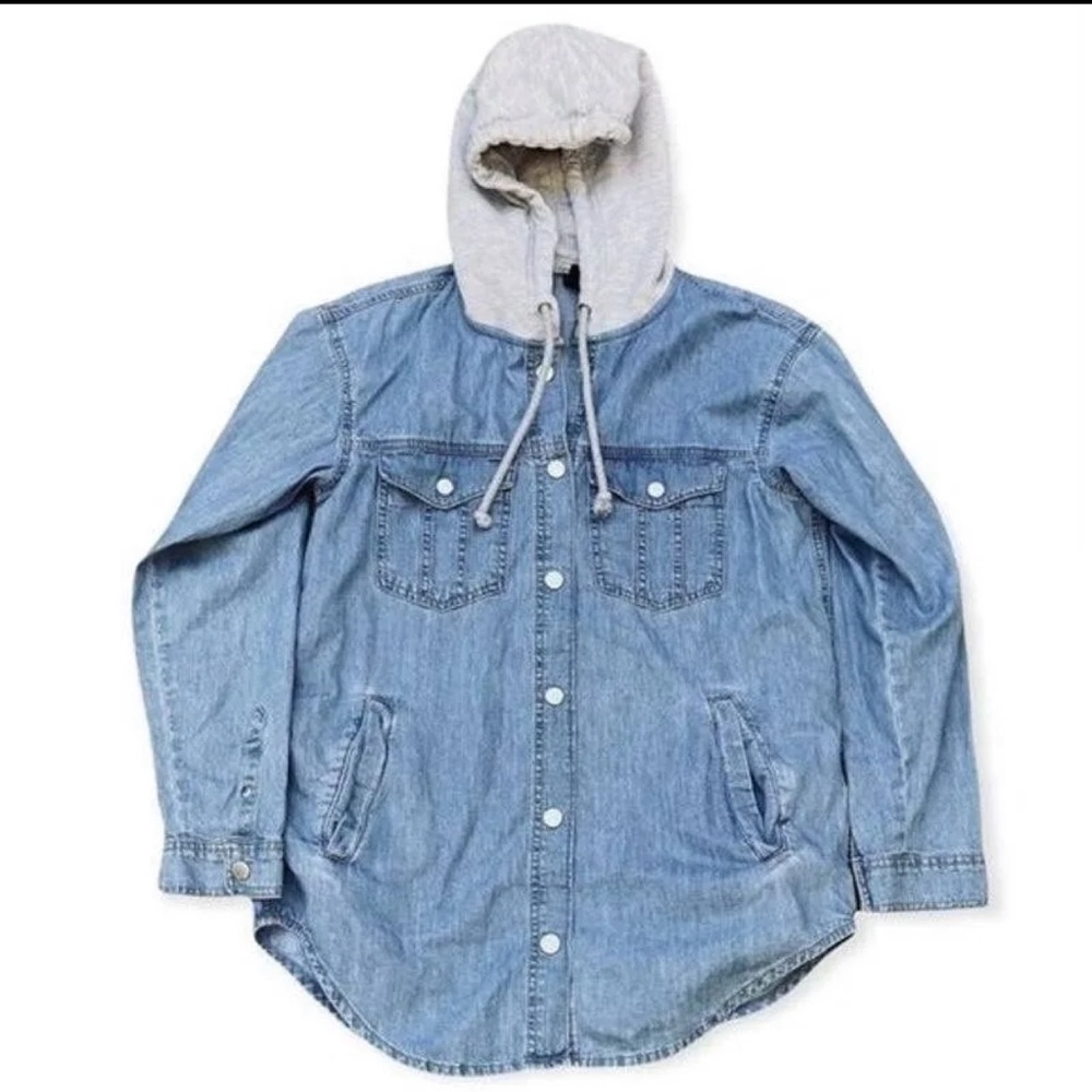 Divided H&M Divided Chambray Oversized Hooded Jean Jacket